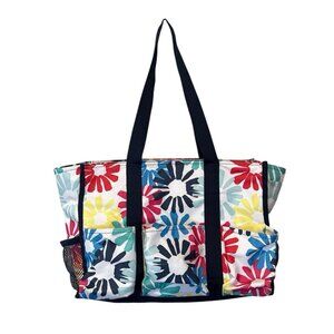 Thirty One Zip Top Organizing Utility Tote Blooming Bouquet Floral Multicolor
